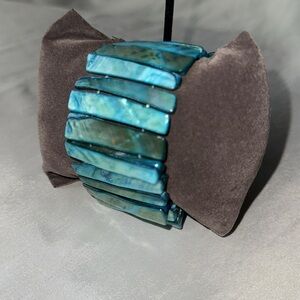 Turquoise Abalone Mother of Pearl Shell Stretch Bracelet